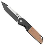 Kansept Warrior T1005T5 Black Tanto, Brown Micarta pocket knife, Kim Ning design