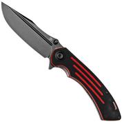 Kansept Pretatout T1032A1 Blackwashed 154CM, Black & Red G10 couteau de poche, Kmaxrom design