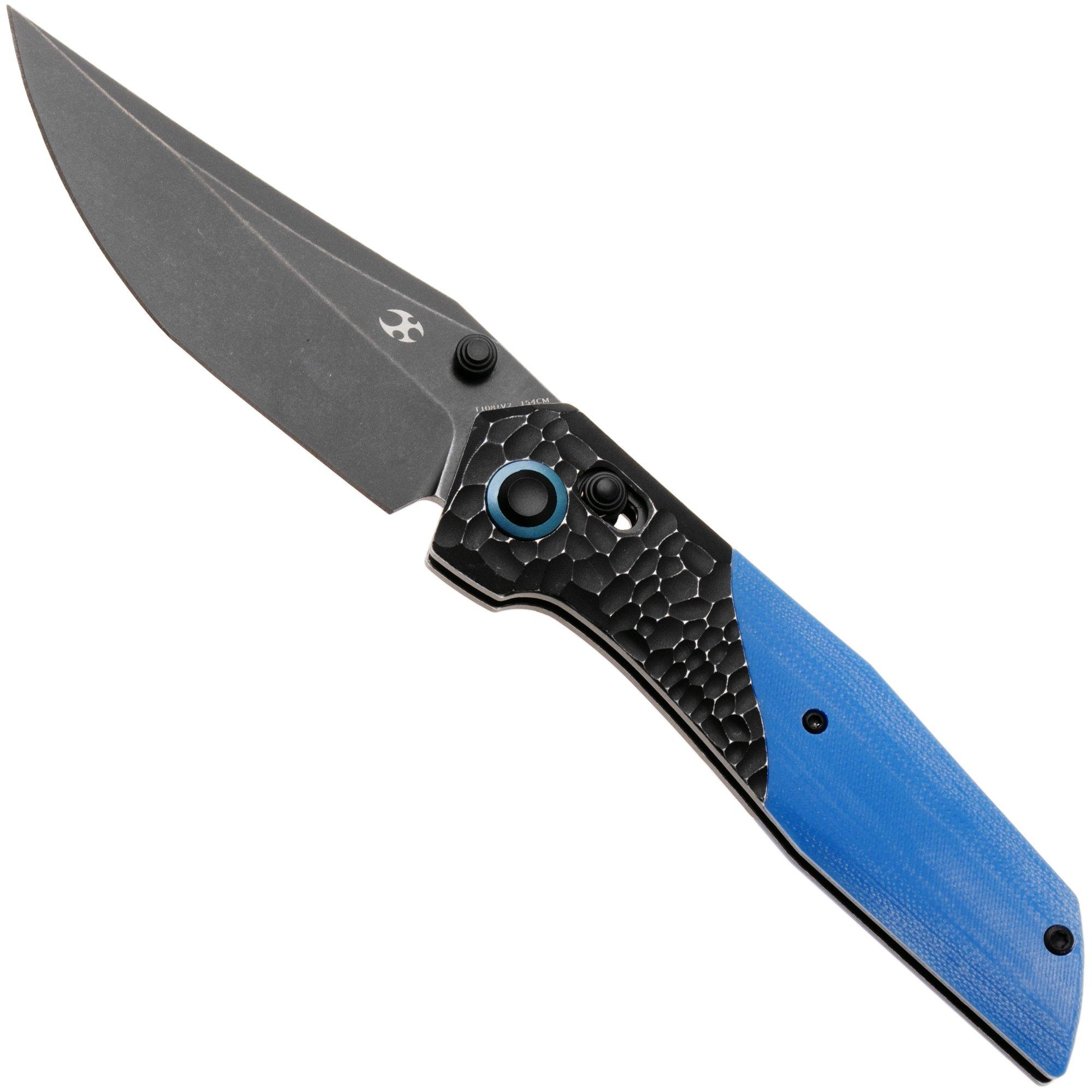 Kansept Deadite T1081V2 Blackwashed 154CM, Blackwash Aluminum Blue G10, zakmes, Tuffknives design