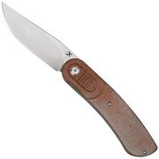 Kansept Reverie T2025A6 Stonewashed, Brown Micarta pocket knife, Justin Lundquist design
