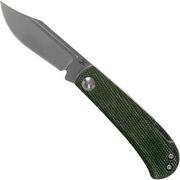 Kansept Wedge T2026B4 Green Micarta pocket knife, Nick Swan design