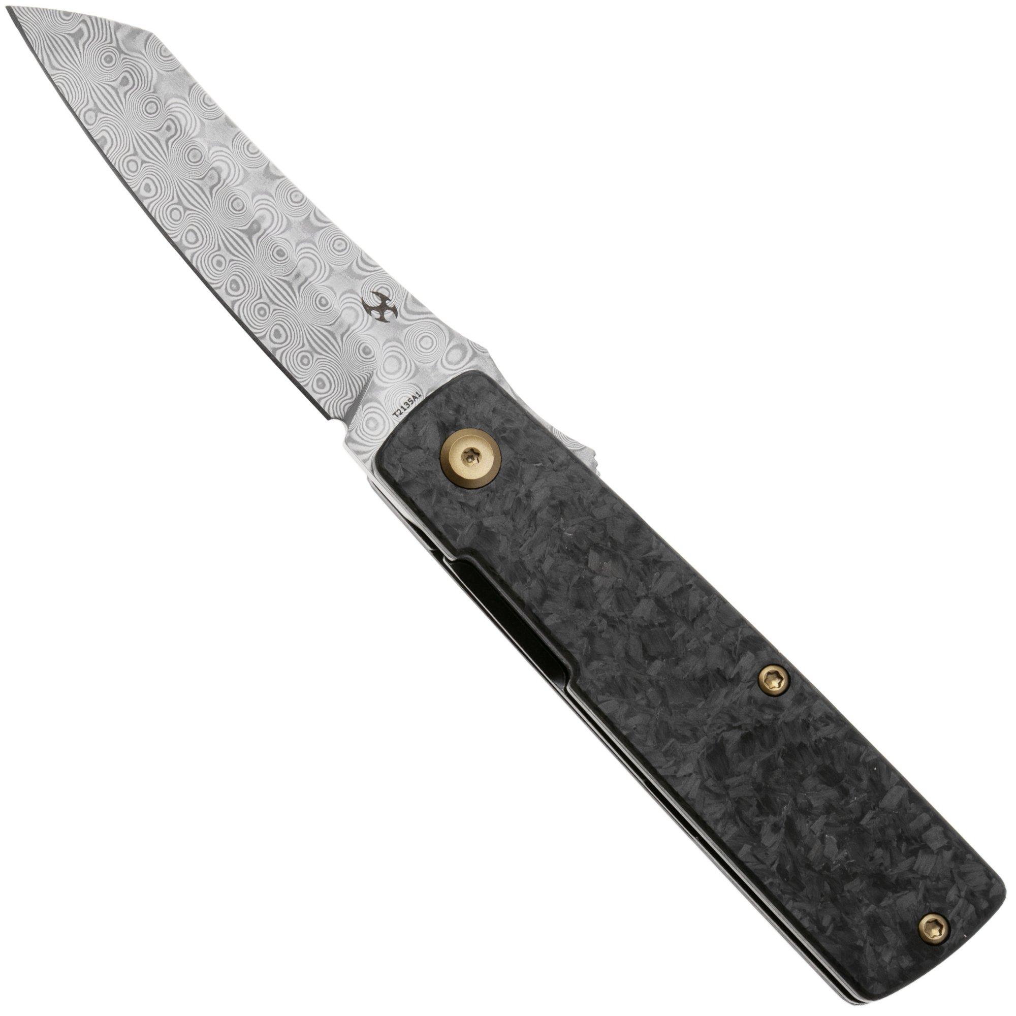 Kansept Higonokami T2135A1 Damascus, Shred Carbon Fiber, zakmes, Goran Mihajlovic design