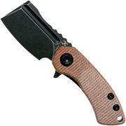 Kansept Mini Korvid T3030A5 Blackwashed, Brown Micarta coltello da tasca, Justin Koch design