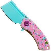 Afbeelding voor Kansept Mini Korvid T3030B1 Stonewashed 154CM, Pink Donut Print G10, zakmes, Justin Koch design