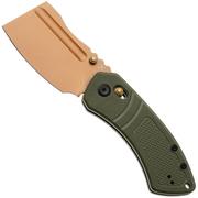 Afbeelding voor Kansept Korvid V TE2030V2, Rose Gold D2, Diamond Pattern Olive Green G10 zakmes, Justin Koch design