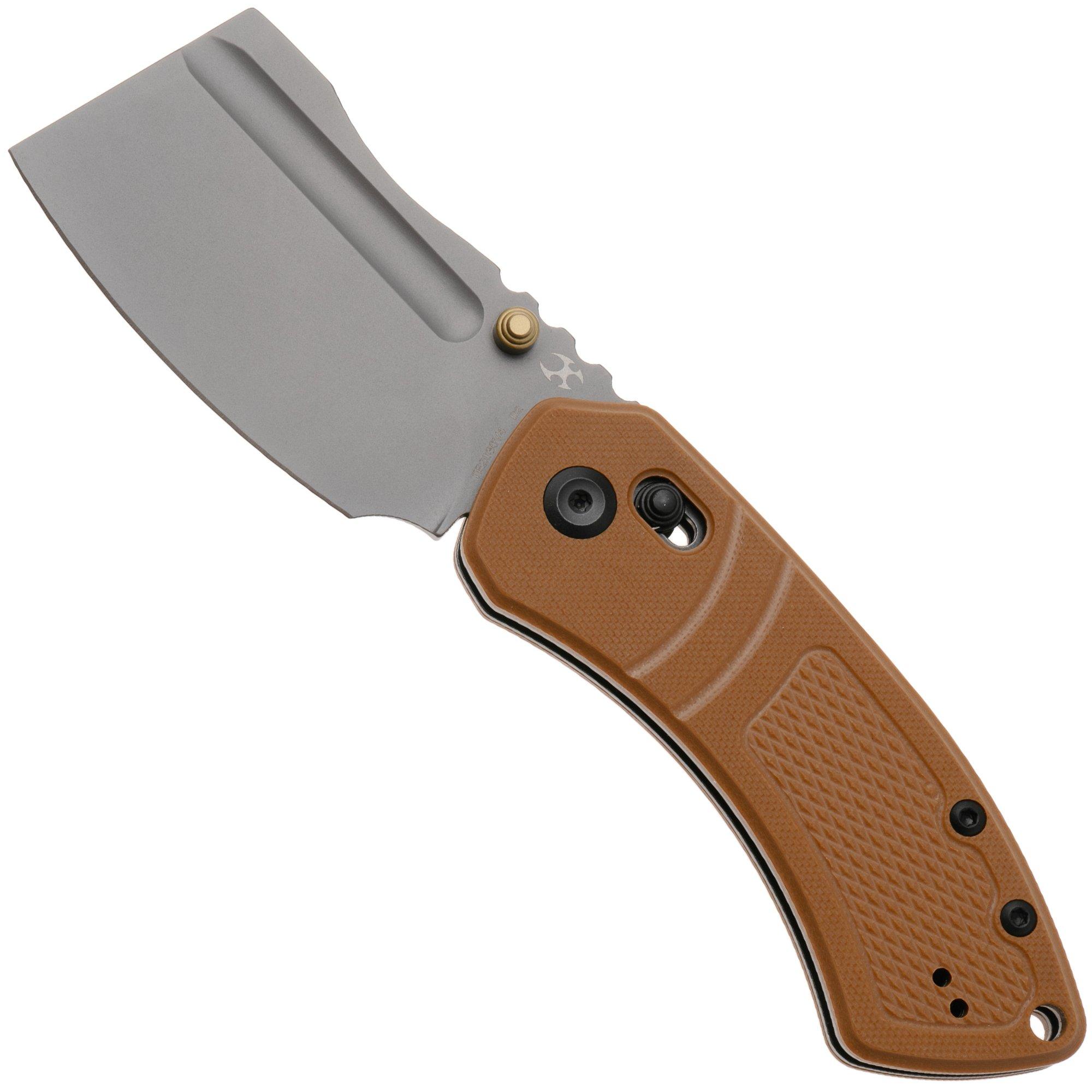 Kansept Korvid V TE2030V4, Gray TiCn D2, Diamond Pattern Brown G10 zakmes, Justin Koch design
