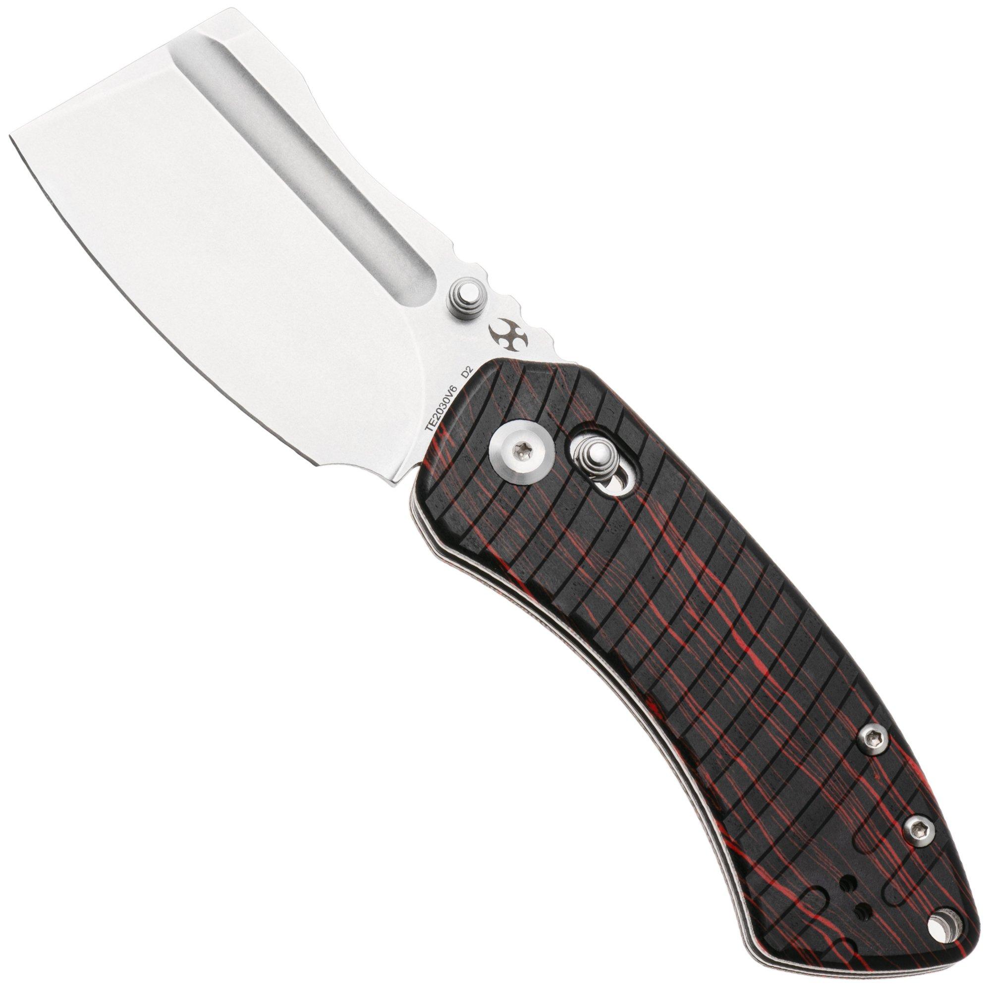 Kansept Korvid V TE2030V6, Stonewashed D2, Red/Black G-mascus pocket knife, Justin Koch design