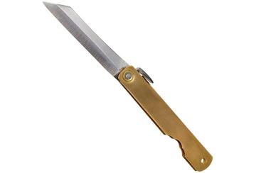 Higonokami couteau de poche 7 cm HIGO09, Blue paper steel, laiton