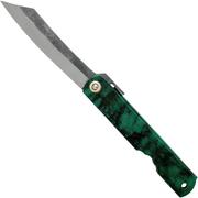 Higonokami pocket knife 7.3 cm HIGOCJB, Blue paper steel, Jade Black Green Glitter Enamel