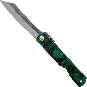 Higonokami navalha 7.3 cm HIGOCJB, Blue paper steel, Jade Black Green Glitter Enamel