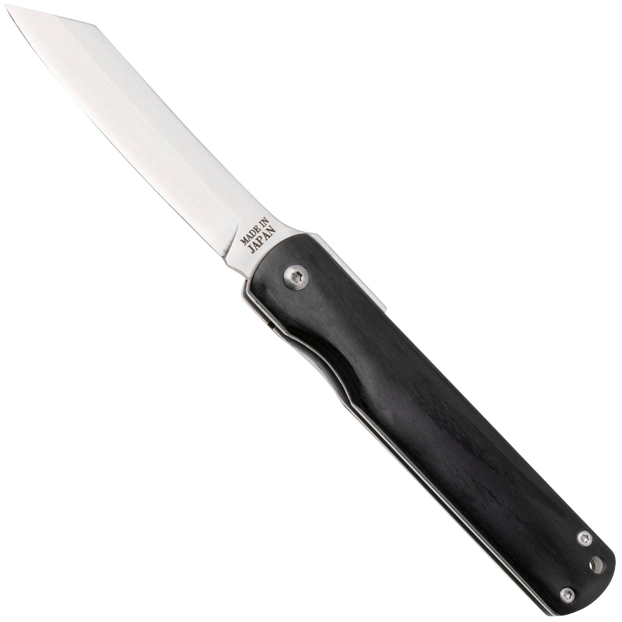 Higonokami pocket knife 8 cm HIGOLNRBL Linerlock Black Pakkawood, laminated steel