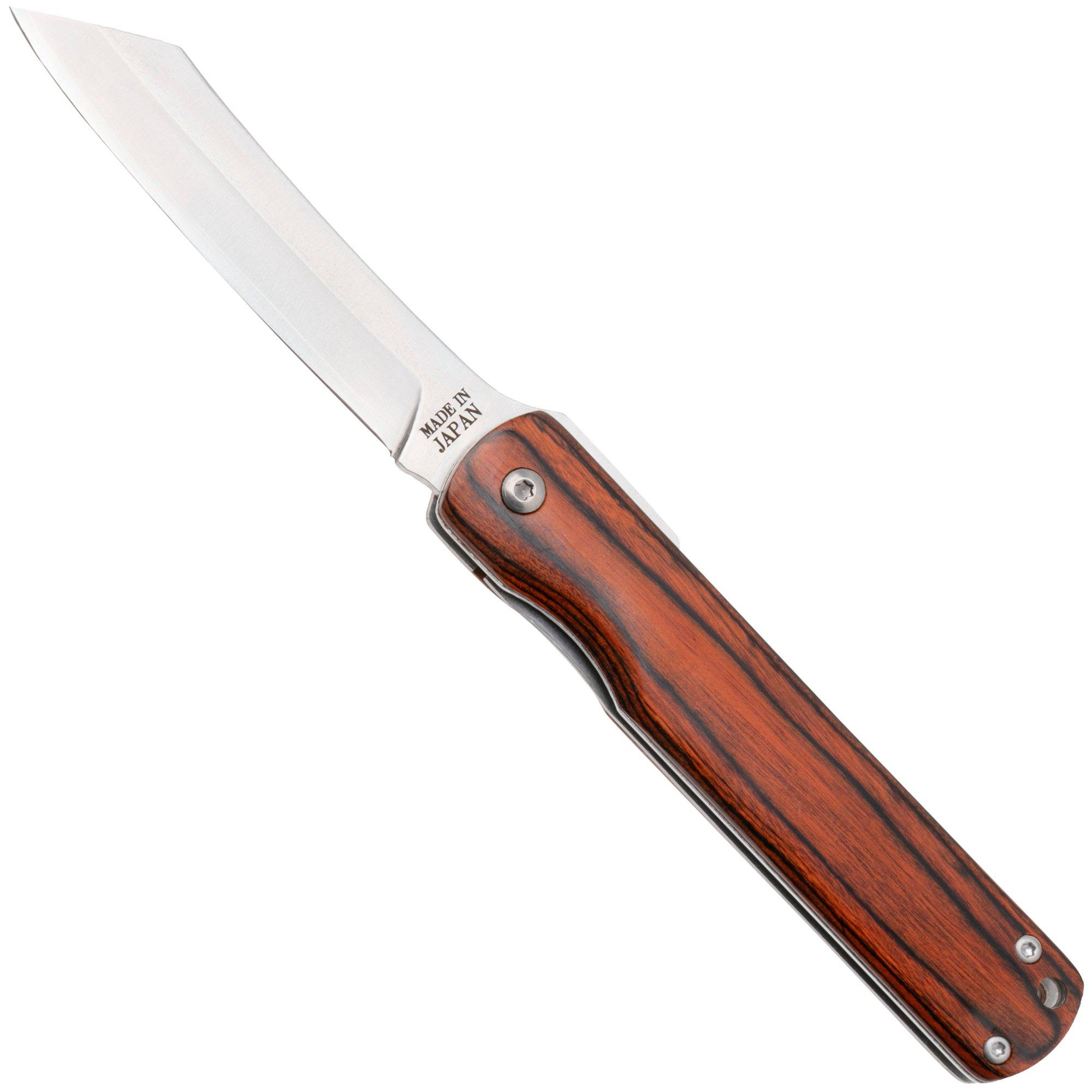 Higonokami pocket knife 8 cm HIGOLNRBR Linerlock Mahogany, laminated steel