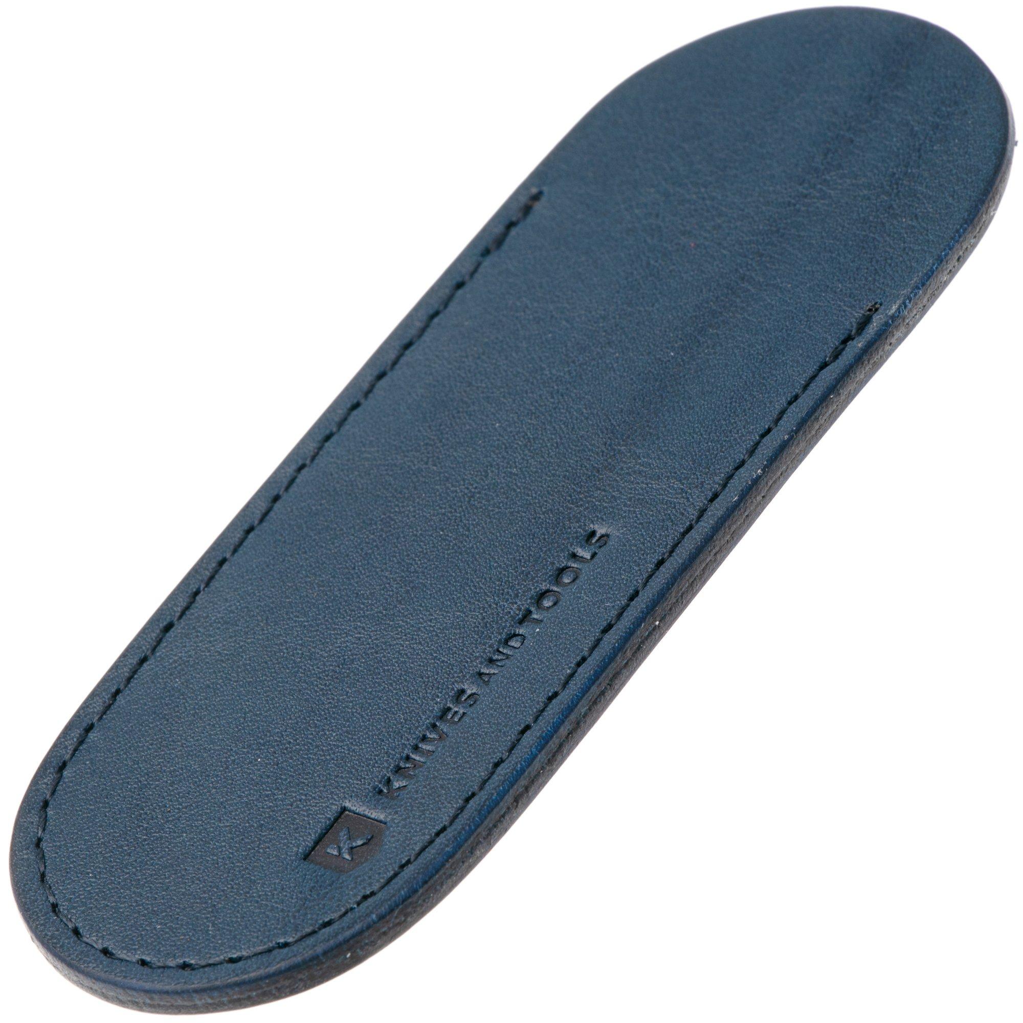 Knivesandtools Leather Sheath, Dark Blue, Small, funda