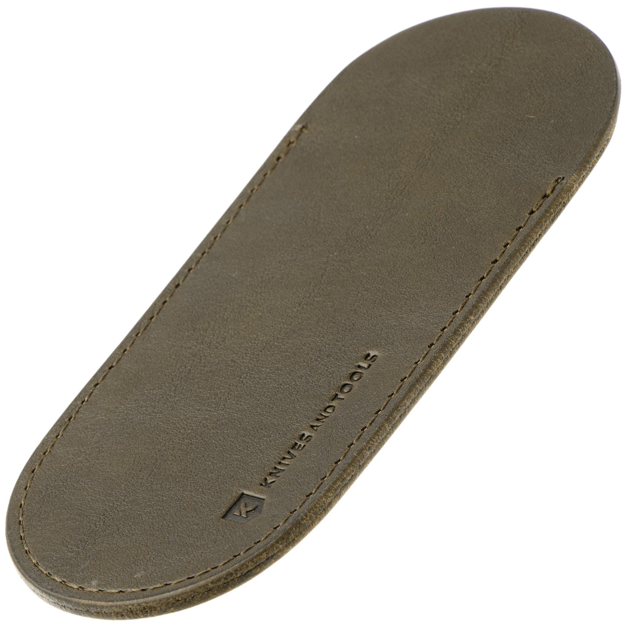 Knivesandtools Leather Sheath, OD-Green, Large, Leder-Messerscheide