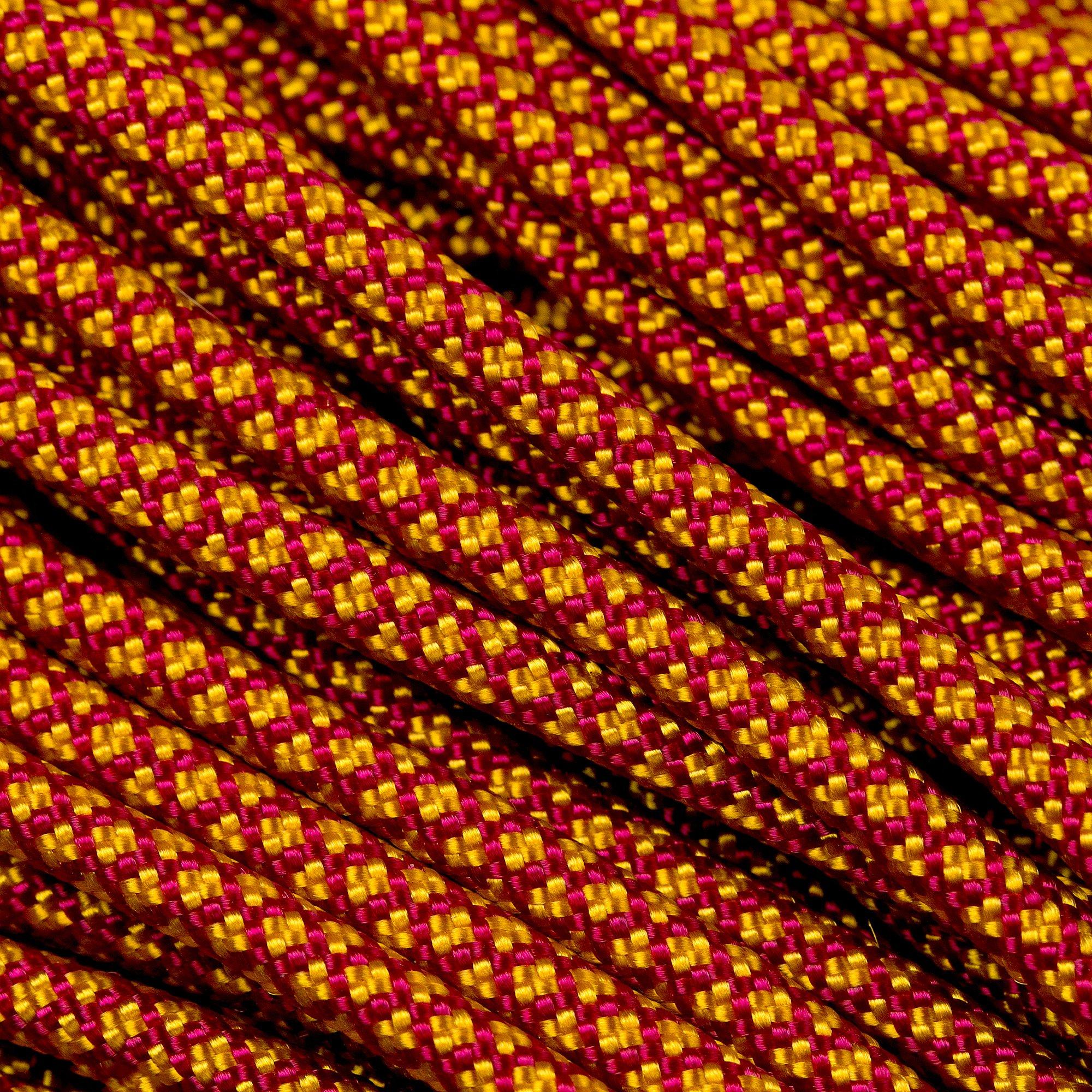 Knivesandtools 550 paracord type III, colour: burgundy with goldenrod diamonds - 50 ft (15.24 meters)