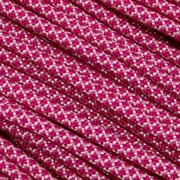 Knivesandtools 550 paracord type III, color: cream with fuchsia diamonds - 50 ft (15.24 m)