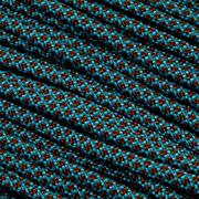 Knivesandtools 550 paracord type III, kleur: neon turquoise with chocolate diamonds - 50 ft (15,24 meter)