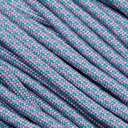 Knivesandtools 550 paracord type III, color: rose pink with turquoise diamonds - 50 ft (15,24 m)