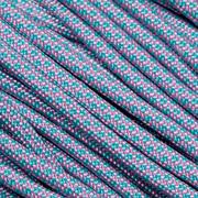 Knivesandtools 550 paracord type III, cor: rose pink with turquoise diamonds - 50 ft (15.24 m)