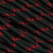 Knivesandtools 550 paracord type III, cor: black & imperial red X - 50 ft (15.24 m)