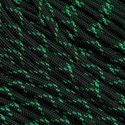 Knivesandtools 550 paracord type III, colour: black with kelly green X - 50 ft (15.24 meters)