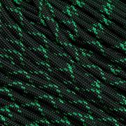 Knivesandtools 550 paracord type III, cor: black with kelly green X - 50 ft (15.24 m)