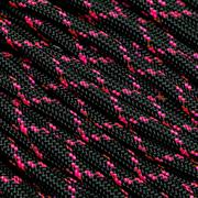 Knivesandtools 550 paracord type III, color: black & neon pink X - 50 ft (15,24 m)