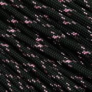 Knivesandtools 550 paracord type III, cor: black & rose pink X - 50 ft (15.24 m)