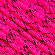 Knivesandtools 550 paracord type III, colour: neon pink with black X - 50 ft (15.24 meters)