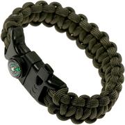 Knivesandtools survival bracelet cobra wave, length inner size: 22 cm, army green