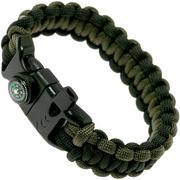Knivesandtools brazalete de supervivencia cobra wave, negro y verde militar, tamaño interior 25 cm