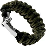 Knivesandtools paracord armband double cobra wave, zwart/legergroen, binnenmaat 21,5 cm