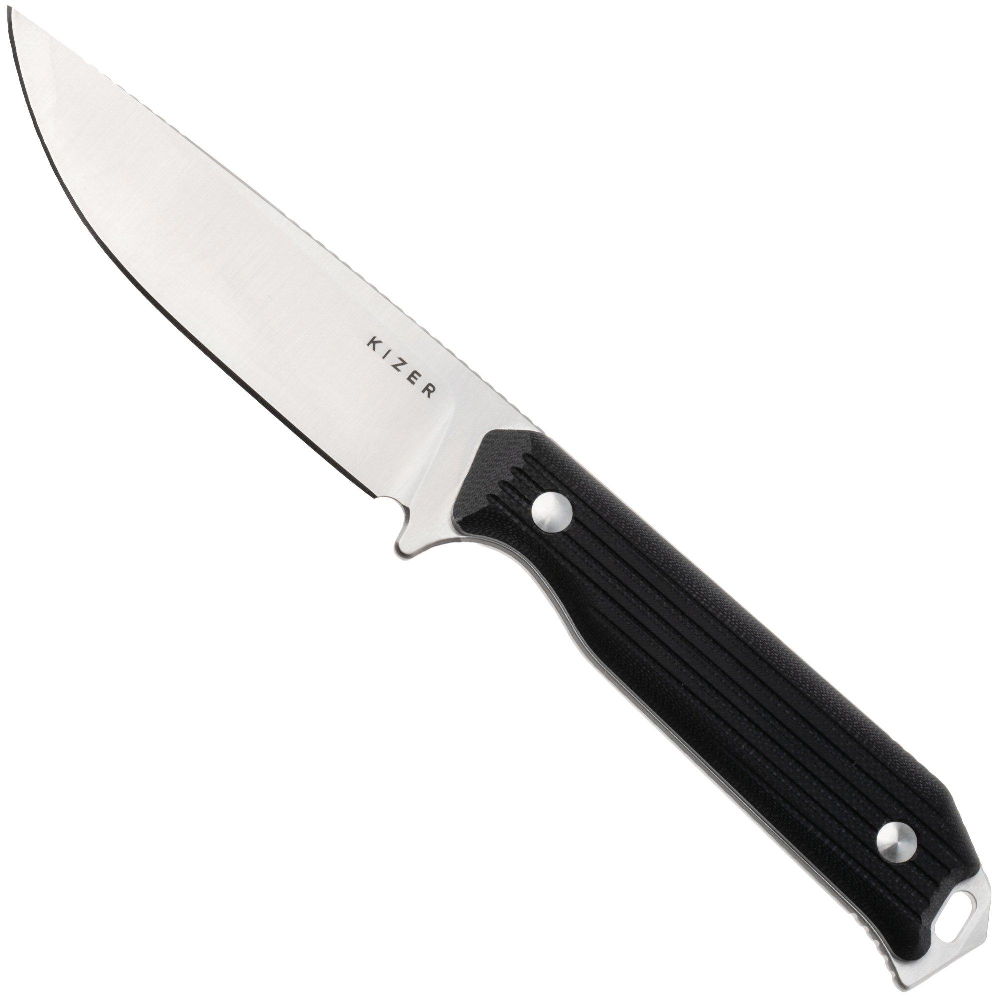 Kizer Begleiter Fix 1045MD2, Satin AEB-L, Black G10 Fahrtenmesser, Azo Design