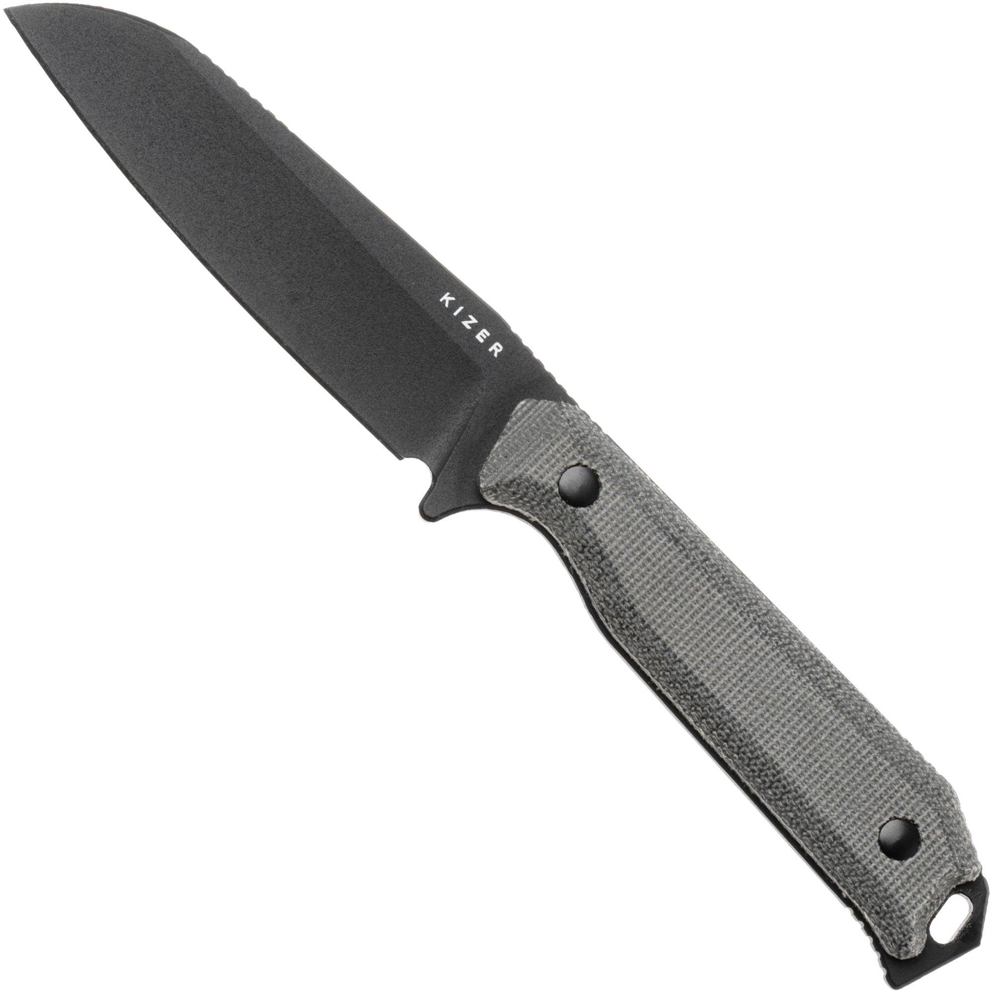 Kizer Begleiter Fix 1045MS1, Black CPM 3V, Black Micarta vaststaand mes, Azo design
