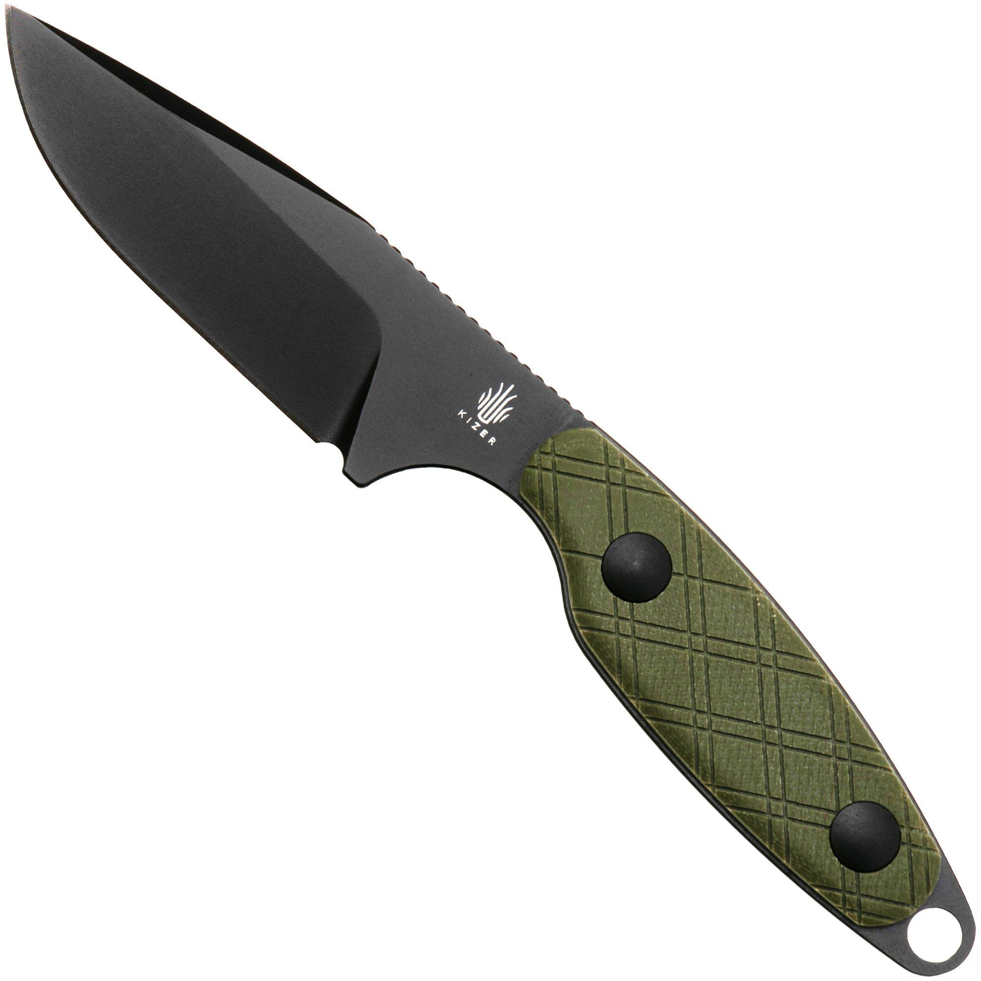 Nóż z głownią stałą Kizer Vanguard Muskrat KZ1064A1 Black D2, Green G10, projekt Derek Sharon