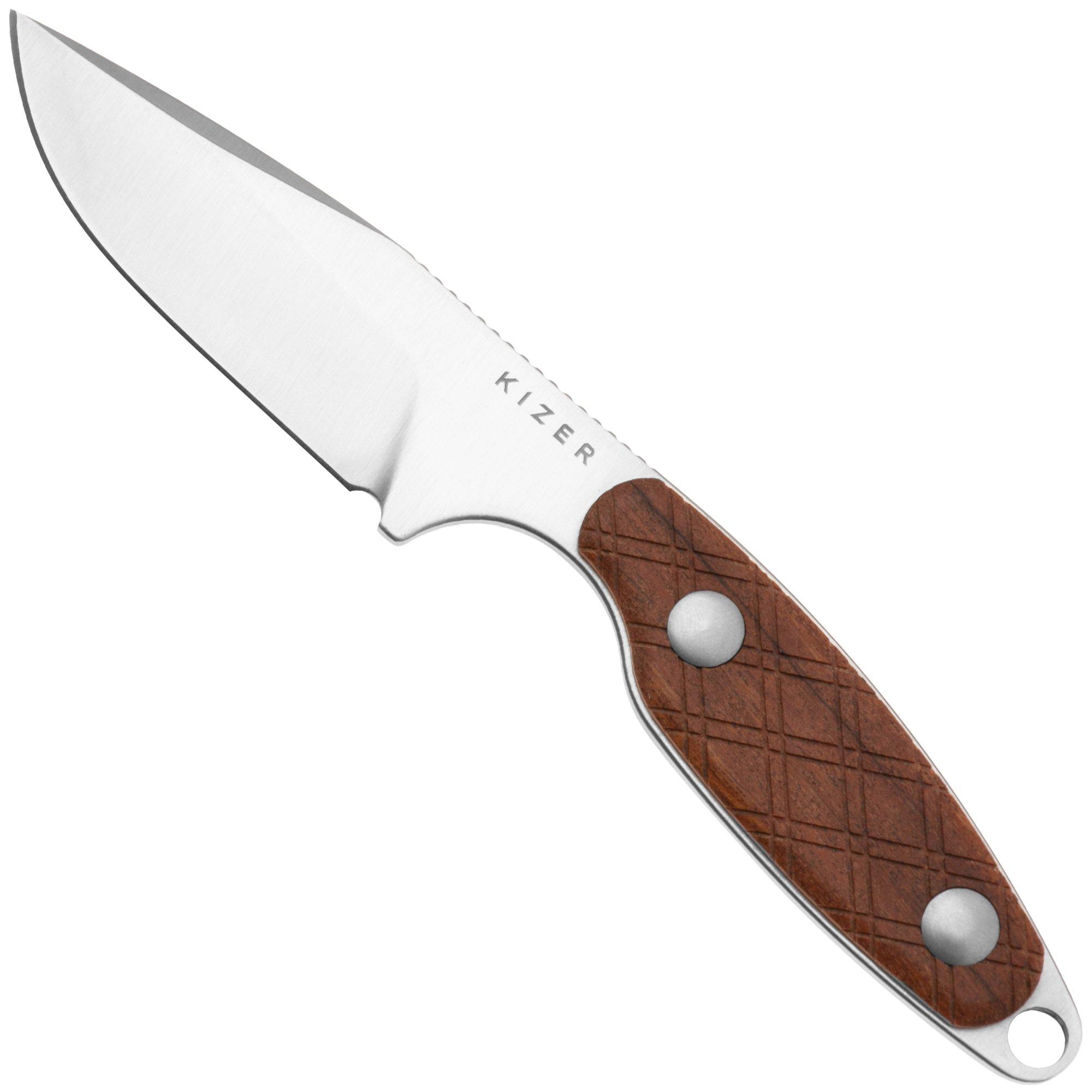Nóż z głownią stałą Kizer Vanguard Muskrat 1064A2, Stonewashed S35VN, Mkuruti Wood, projekt Derek Sharon
