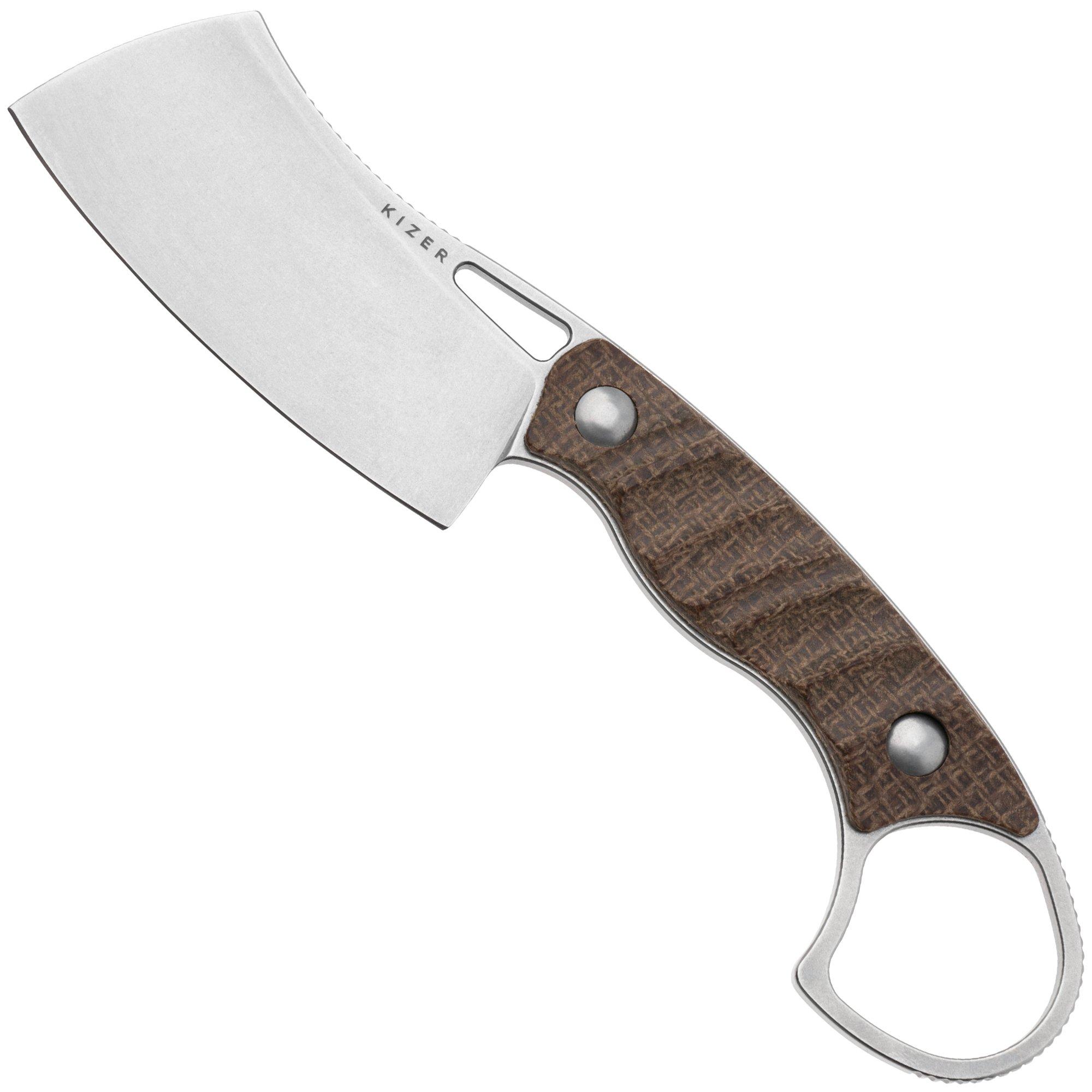 Nóż z głownią stałą Kizer Little Rhino 1065A4, Stonewashed AEB-L, Burlap Micarta, projekt Kapuscinski Giedymin