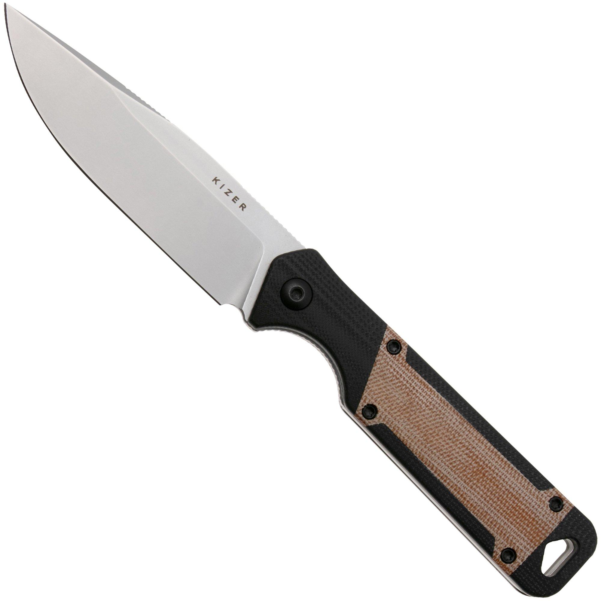 Nóż z głownią stałą Kizer Militaw KZ1067A2 Satin Nitro-V, Black G10, Natural Micarta Inlay, projekt Jonathan Styles