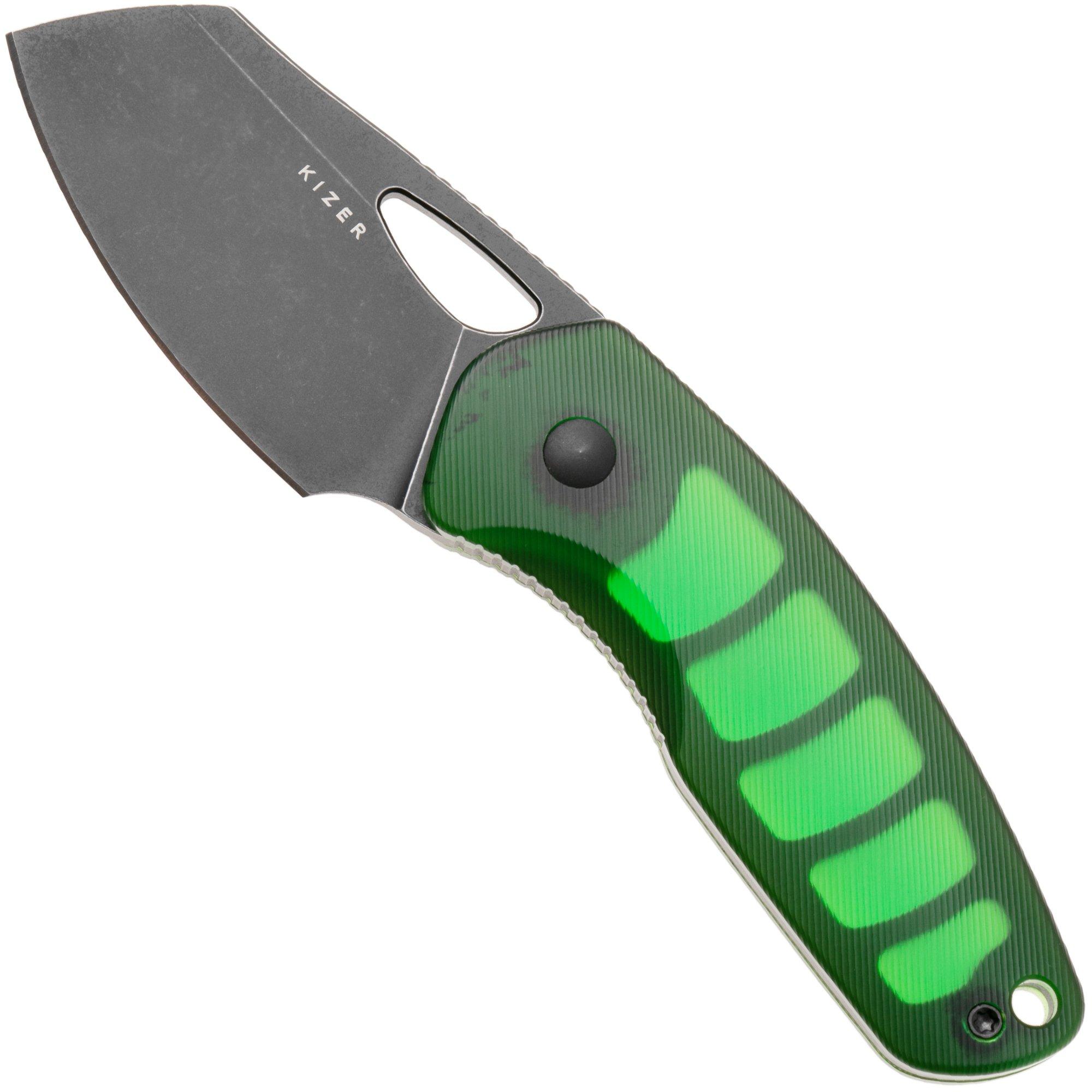 Kizer Hornet 1074A2 Blackwashed 14C28N Green Acrylic, coltello fisso, Evgeniy Bulychev design