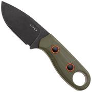 Kizer Beaver 1078A1 Blackwashed D2, Olive Green G10, vaststaand mes