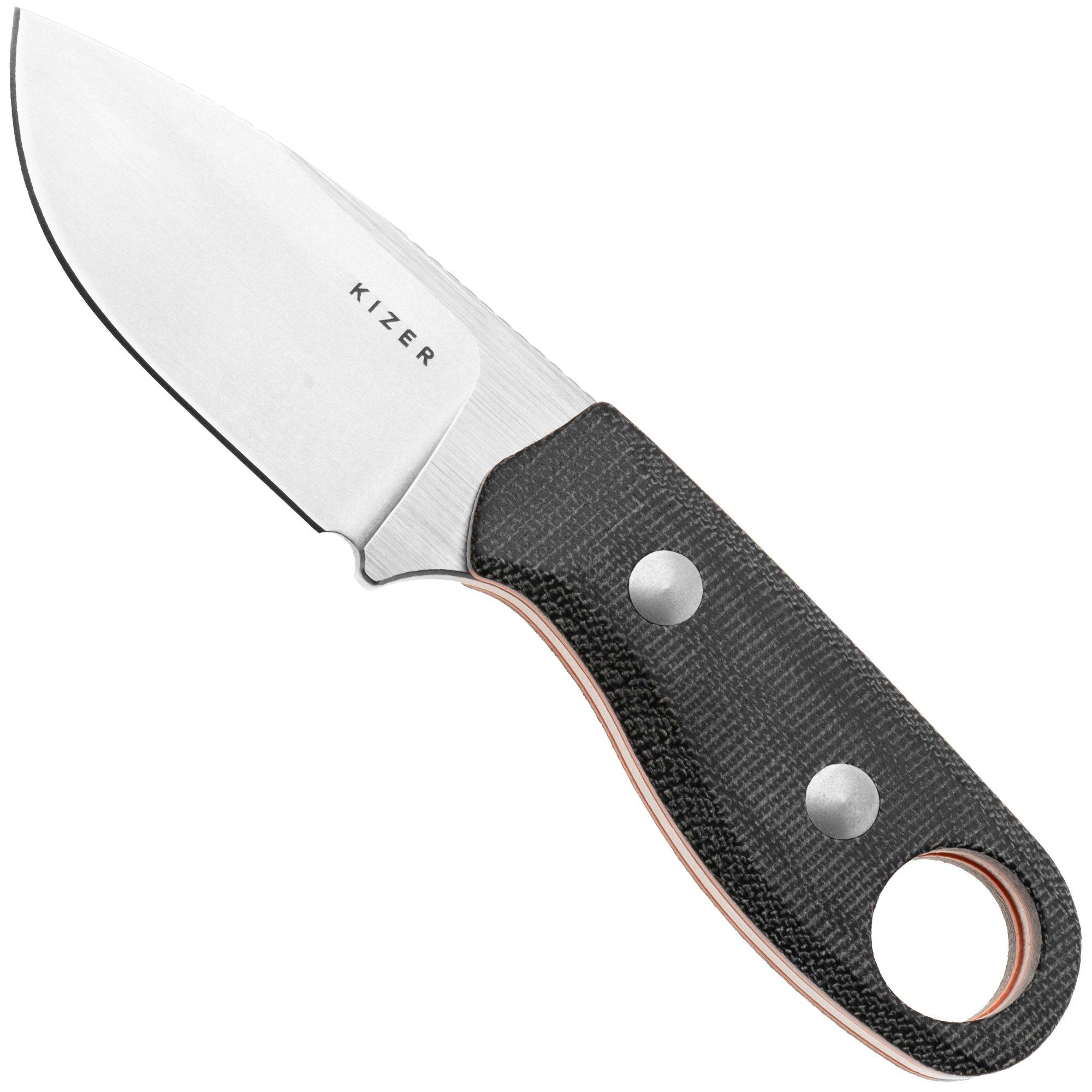 Kizer Beaver 1078A2 Stonwashed Nitro-V, Black Micarta, fixed knife