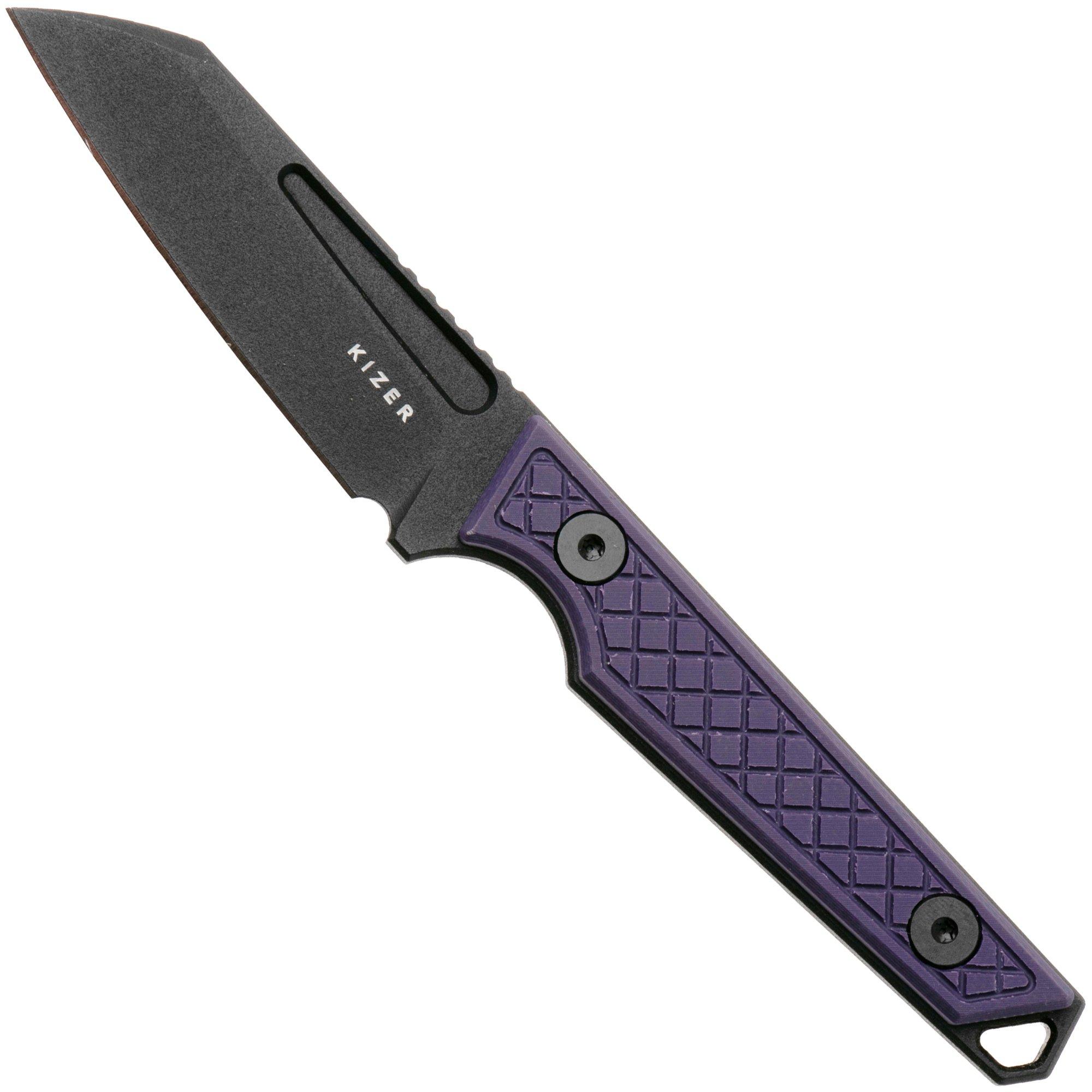 Kizer Vanguard Phasmids 1079A1 Black AEB-L, Purple G10, fixed knife, Johan Jordaan design