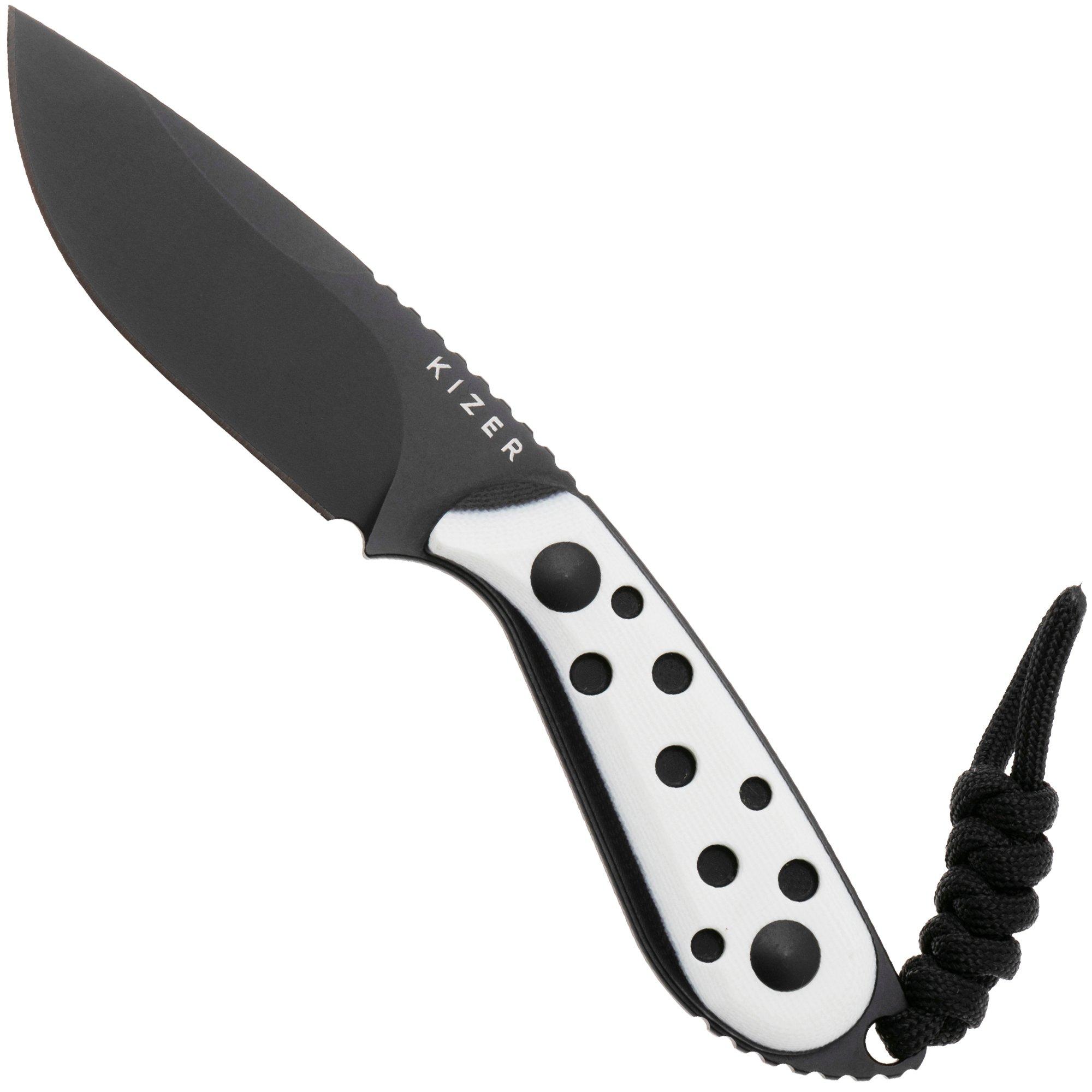 Kizer Buddy 1081A3 Black Nitro-V, White G10, fixed knife, Maksim Epifantsev design