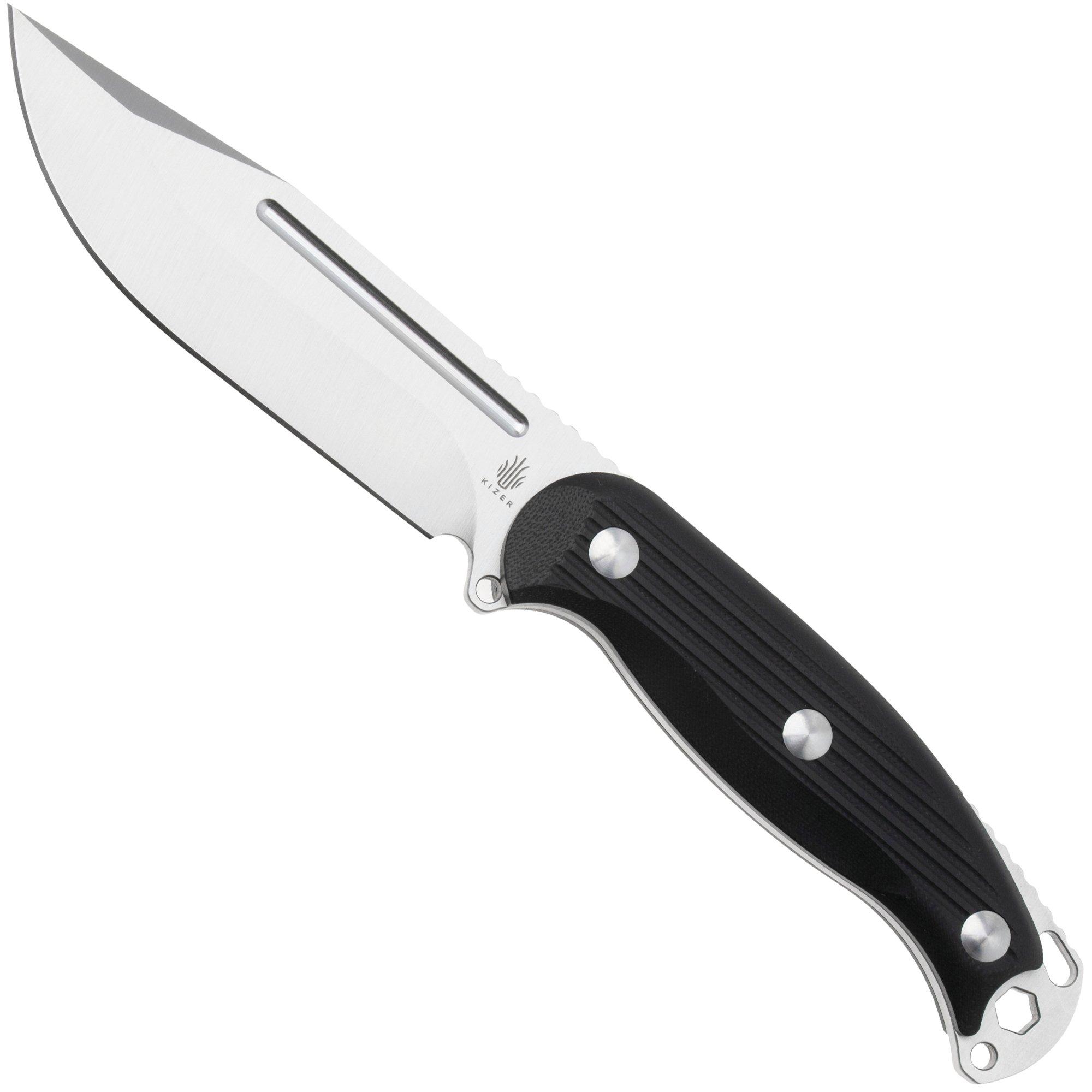 Kizer Ursa Major 1082A1, Satin AEB-L, Black G10, fixed knife, Maksim Epifantsev design