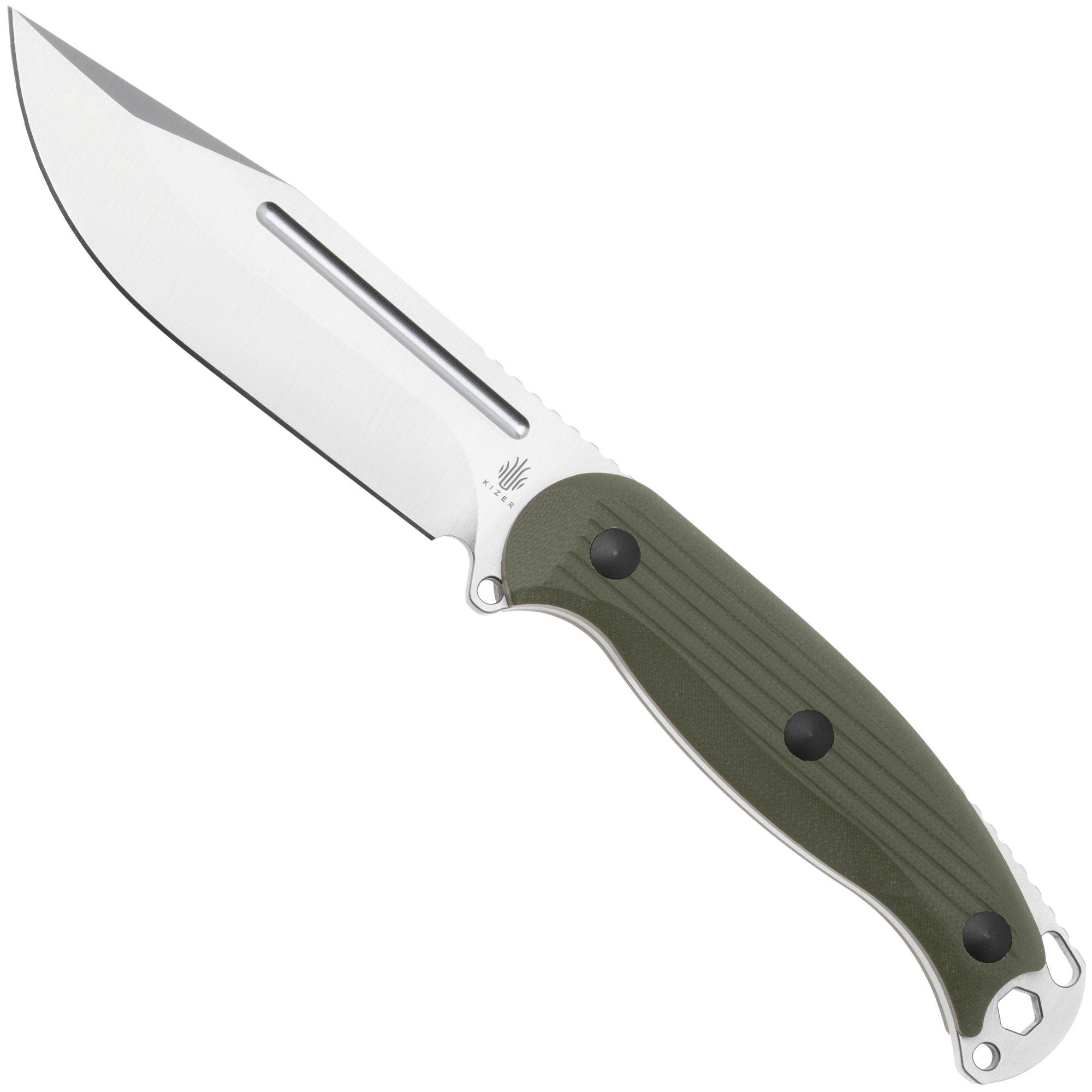 Kizer Ursa Major 1082A2, Satin AEB-L, Olive Green G10, Fahrtenmesser, Maksim Epifantsev Design