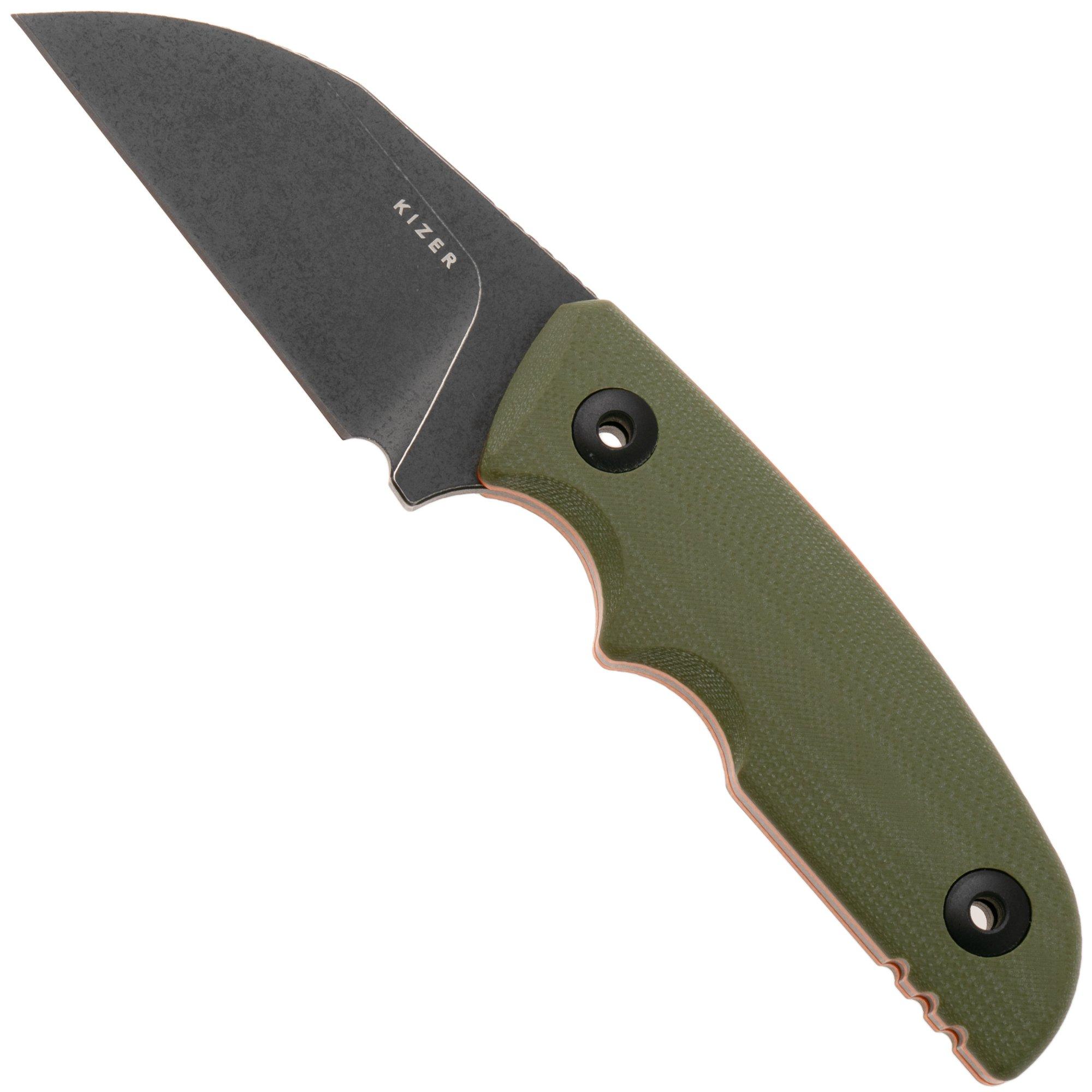 Kizer Snick 1085A3 Blackwashed AEB-L, Green G10, couteau fixe, Kornel Kiss design