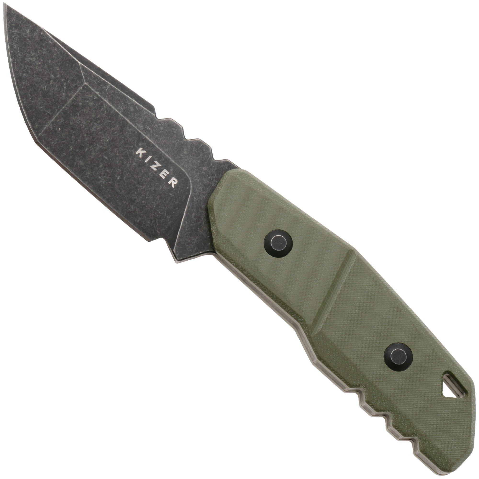 Kizer Vanguard Quartz 1086A1 Blackwashed AEB-L, OD Green G10, fixed knife, Kornel Kiss design