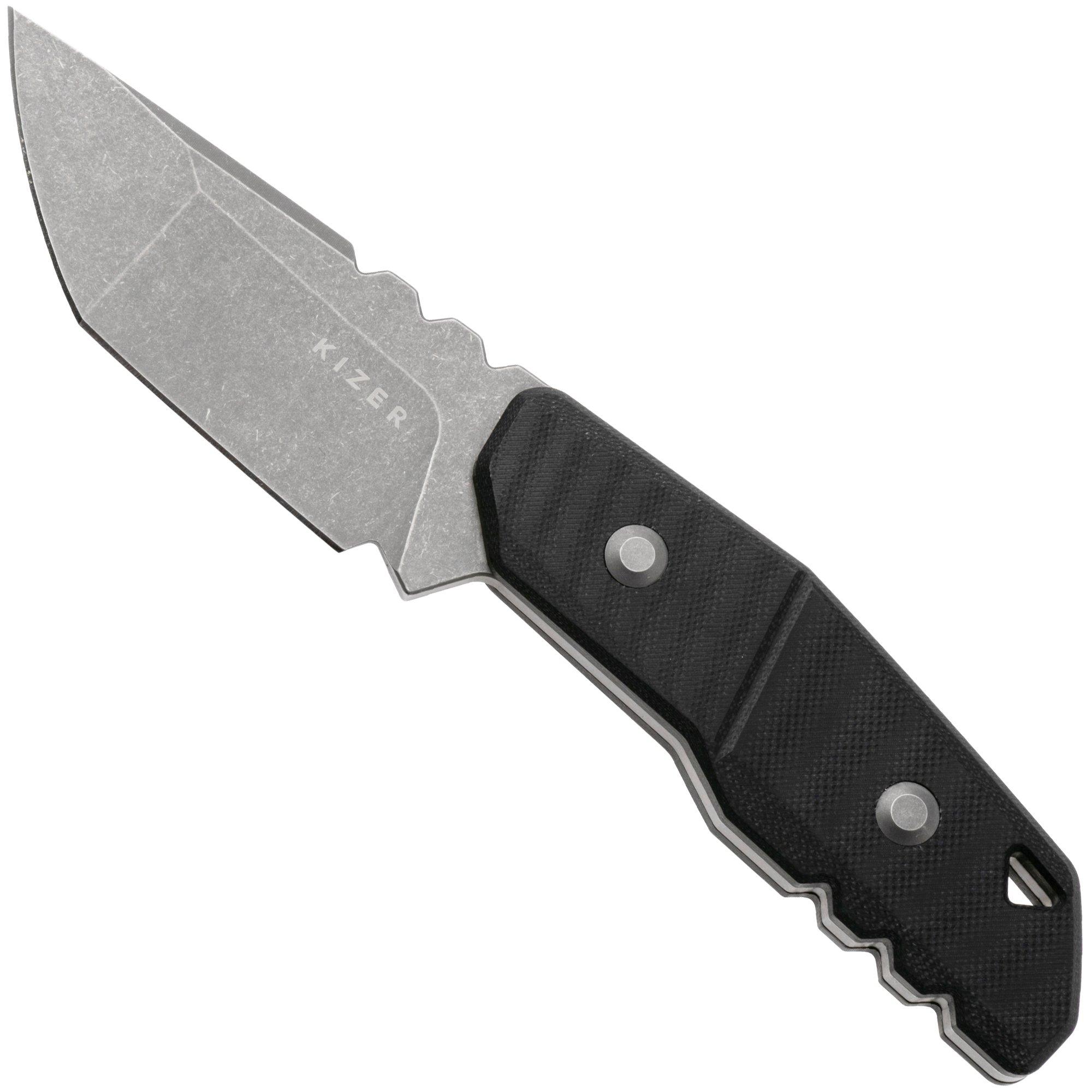 Kizer Vanguard Quartz 1086A2 Stonewashed PVD AEB-L, Black G10, fixed knife, Kornel Kiss design