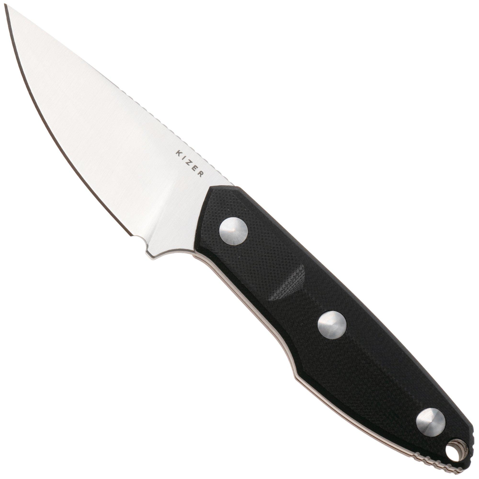Kizer Splinter 1087A1 Blackwashed AEB-L, Black G10, fixed knife, Kornel Kiss design