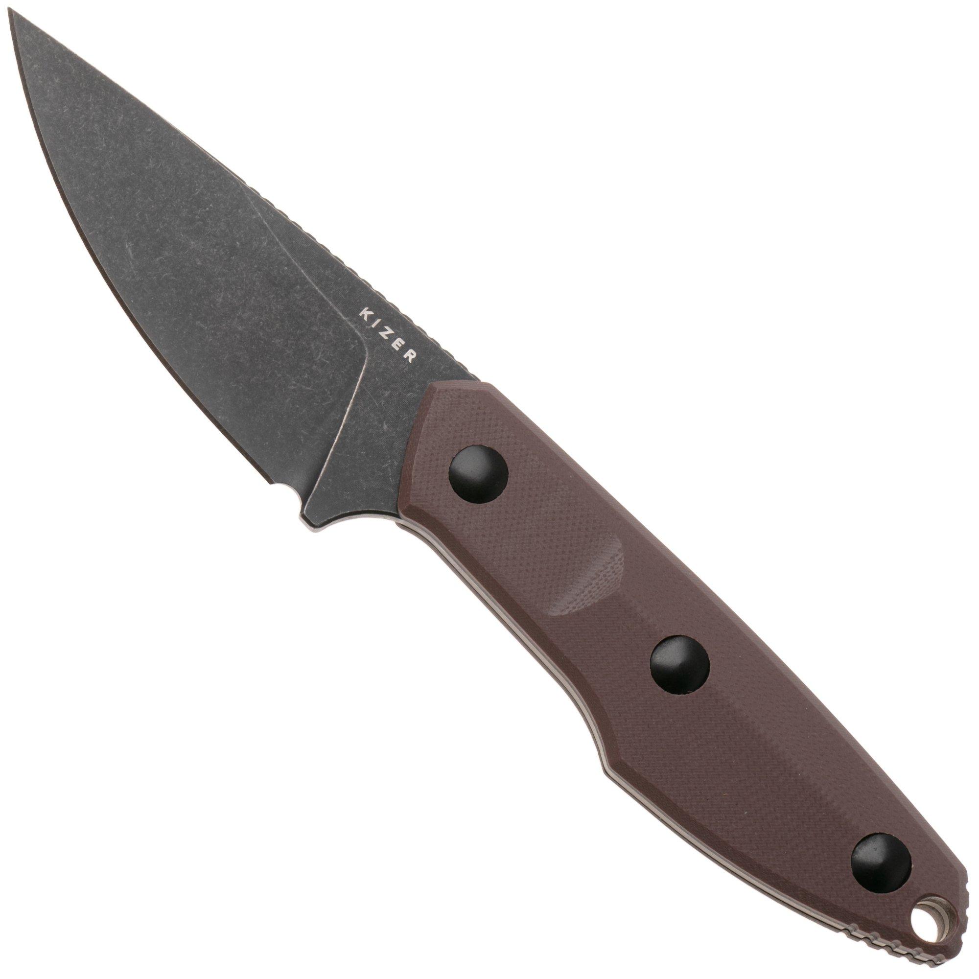 Kizer Splinter 1087A2 Satin AEB-L, Brown G10, fixed knife, Kornel Kiss design